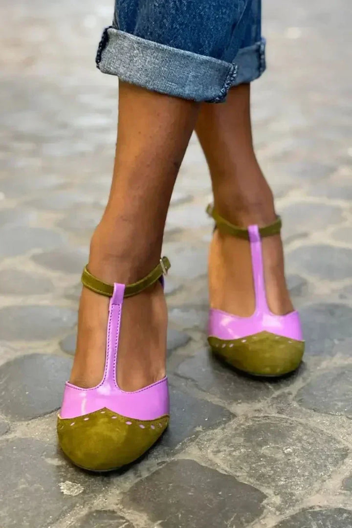 Vantelle | T-BAR Heeled Sandals with Strap