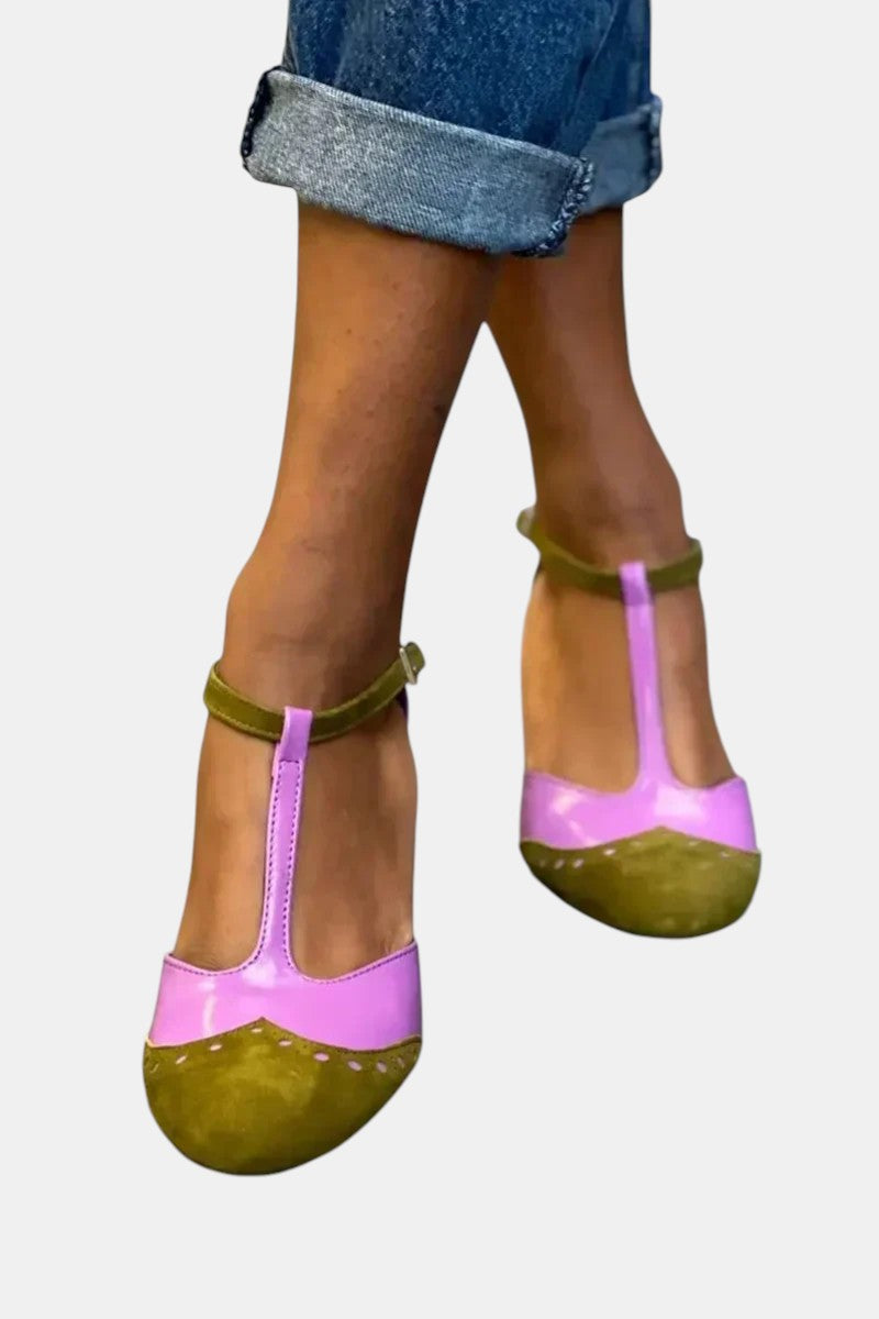 Vantelle | T-BAR Heeled Sandals with Strap