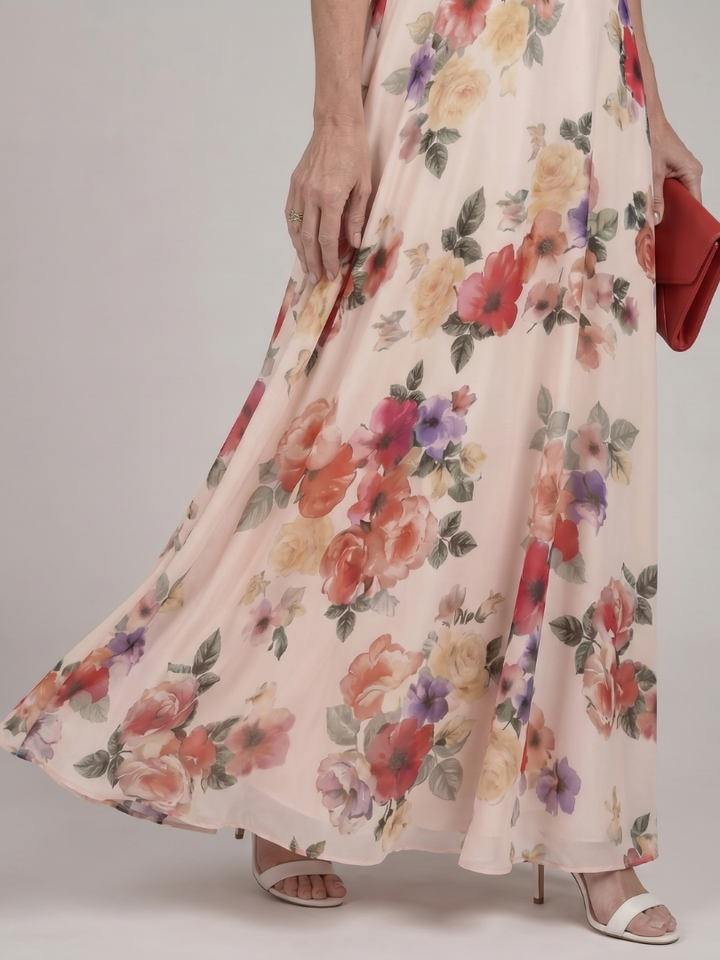 Elarose | Μακρύ φόρεμα με ρέουσα φούστα και χωρίς μανίκια