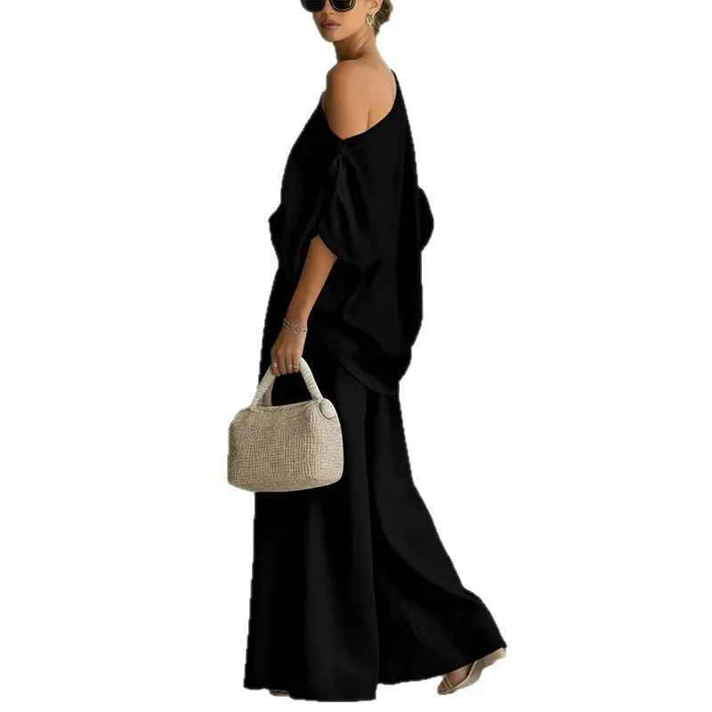 Λίζα | Σετ Μαλακής Off-Shoulder Μπλούζας με Κολάν