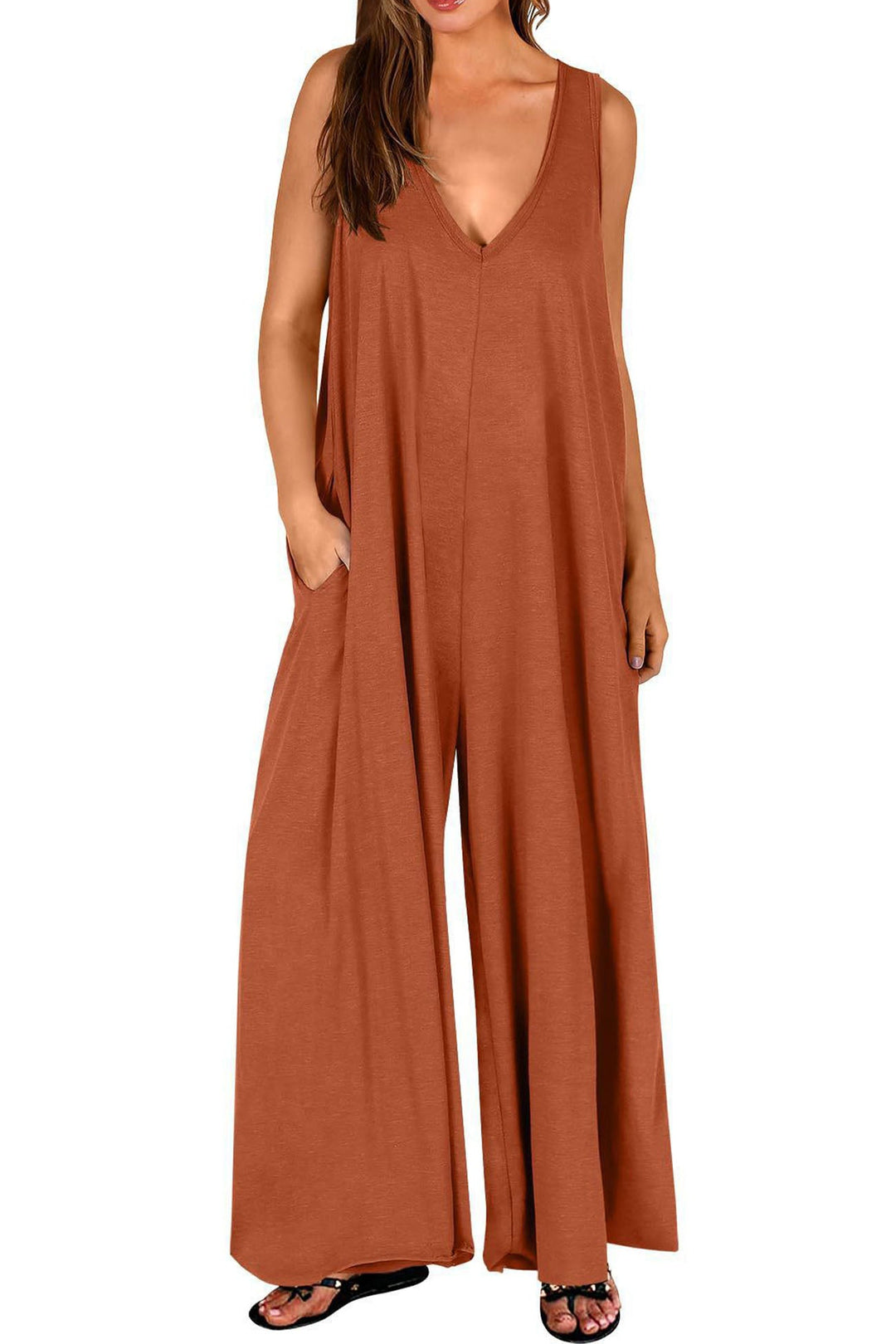 Daphné – Αμάνικη Σαλοπέτα με Τσέπες και Φαρδιά Πόδια