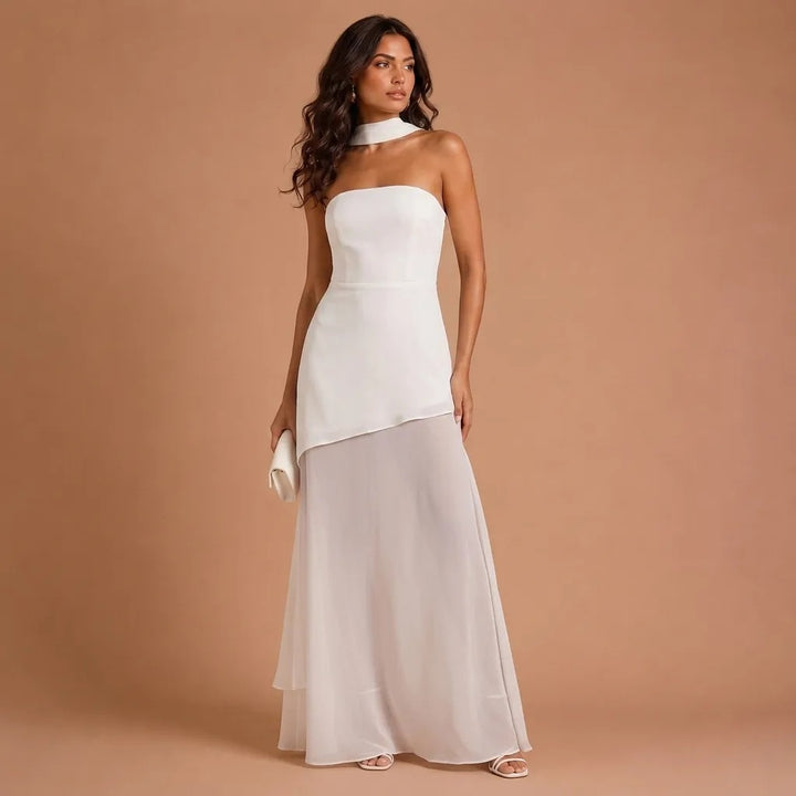 Ασύμμετρο Μακρύ Φόρεμα Χωρίς Μανίκια