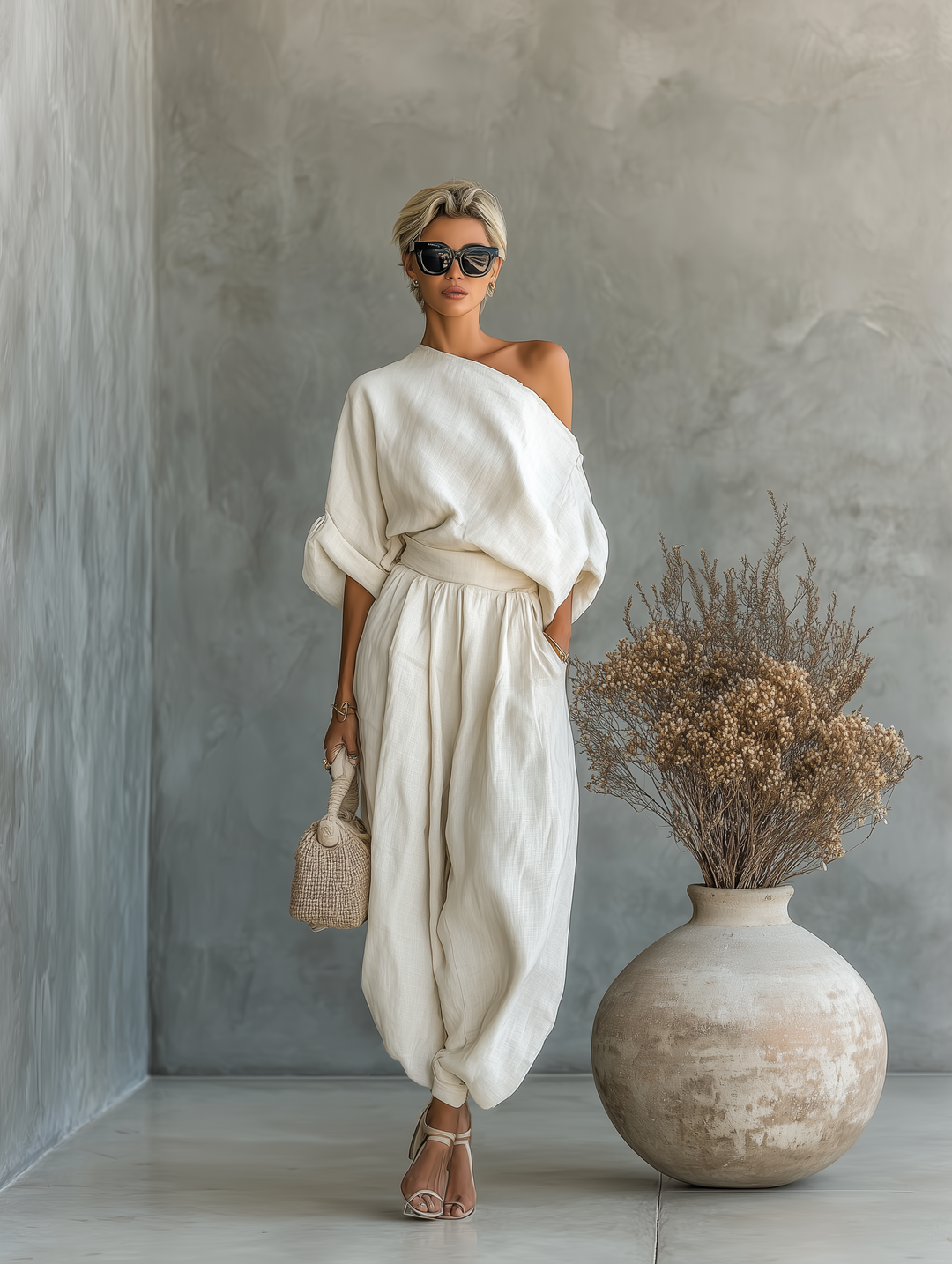 Λίζα | Σετ Μαλακής Off-Shoulder Μπλούζας με Κολάν